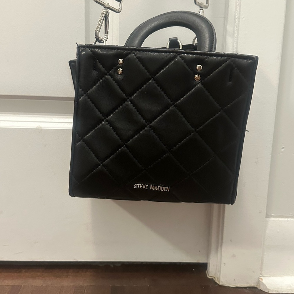 Steve Madden Black Quilted Satchel